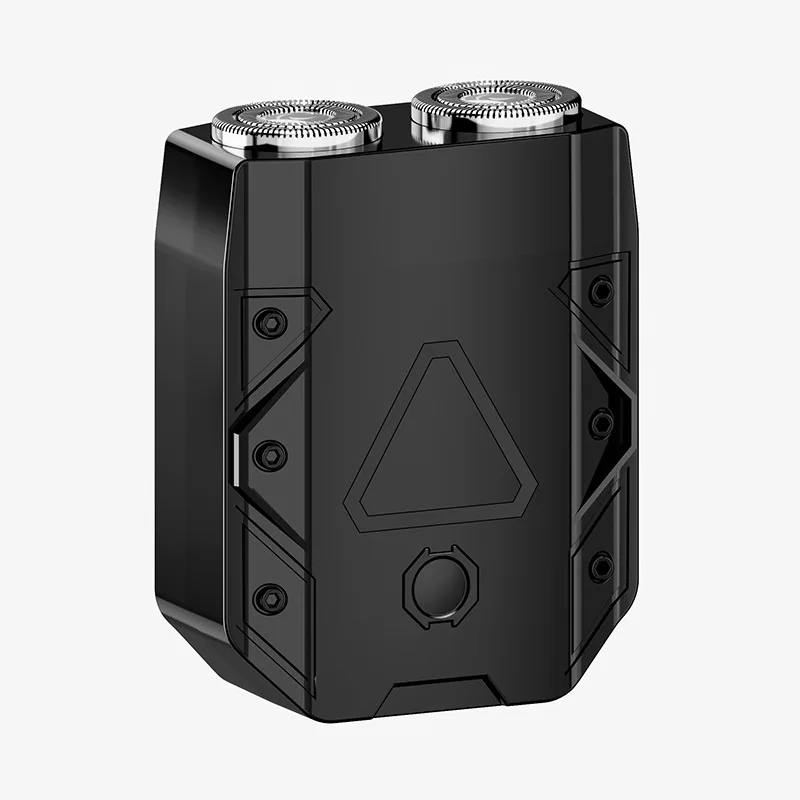 STLF Mecha Style Doppelschneiderkopf, waschbar, tragbar, Mini-Elektrorasierer, Rüstungsrasierer, Mini-Rasierer mit magnetischer Klinge