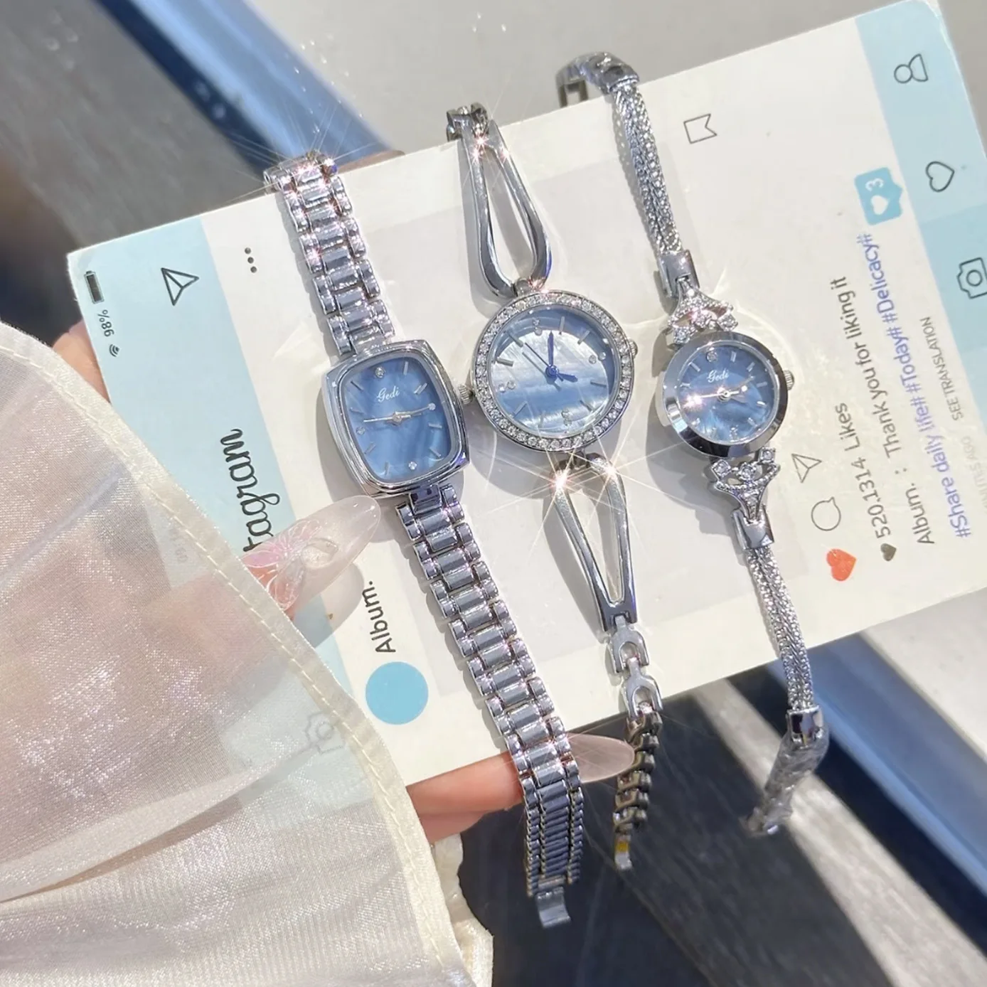 ساعة كوارتز كلاسيكية متعددة الاستخدامات بتقويم كلاسيكي للسيدات، مجموعة من الساعات الراقية، ساعة يد نسائية من الفولاذ المقاوم للصدأ. #2