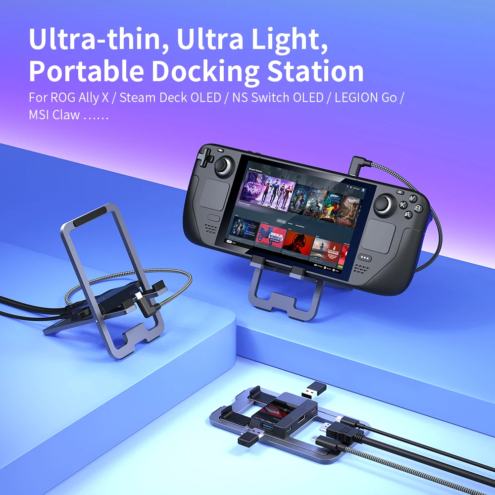 ROG Ally X Ultra-thin Ultra-light Docking Station Switch Portable Stand Docking Station Steam Deck OLED 4K@60Hz Aluminum Alloy