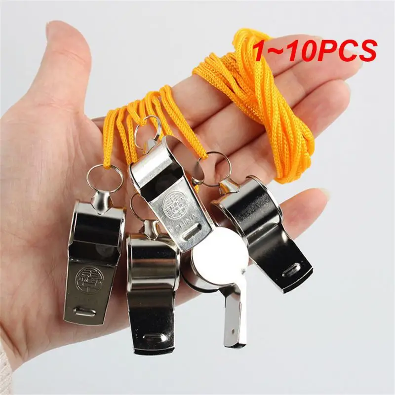 

1~10PCS Metal Whistle Stainless Steel Crisp Loud Hanging Rope Outdoor Sports Camping Hiking Training Game Sports Whistle