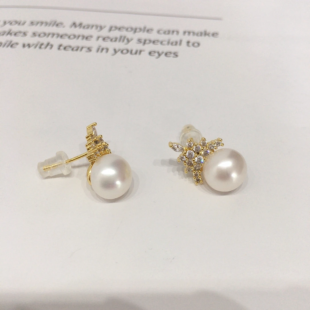 ZHBORUINI عالية الجودة لؤلؤ المياه العذبة الطبيعية أقراط للنساء AAA الزركون نوبل كلاسيكي اللؤلؤ والمجوهرات شحن مجاني هدية #6