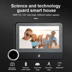 Tuya APP promemoria visitatore smart cat eye protezione di sicurezza monitoraggio della porta videocitofono sistema vocale Wireless WiFi HD Camera