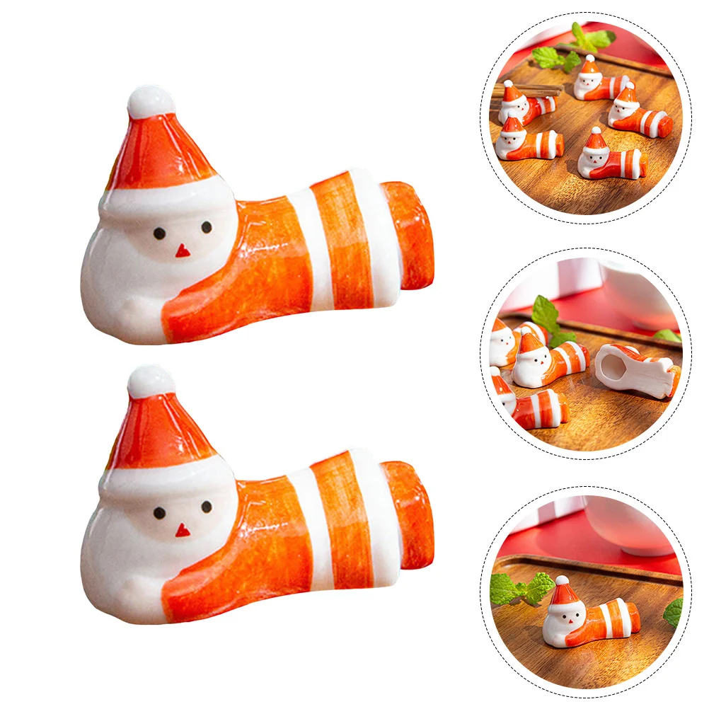 

2Pcs Ceramic Christmas Chopstick Stand Red Japanese Style Tableware Spoon Holder Safe Kitchen Dining Chopsticks Racks