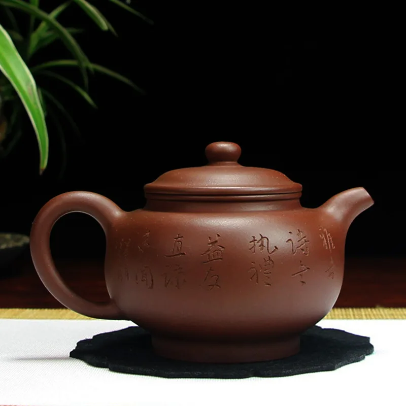 Yixing purple clay pot, purely handmade raw ore bottom groove green pot