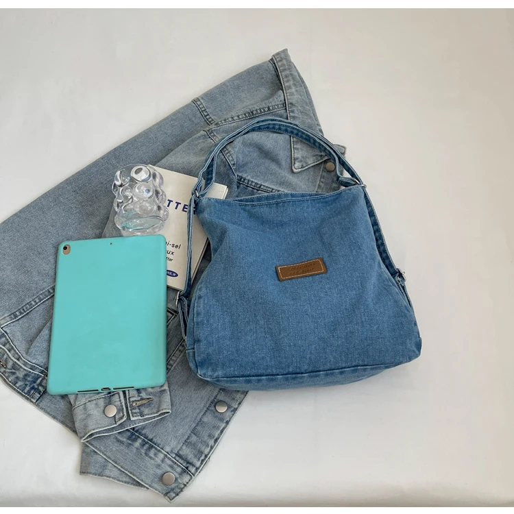 Bolsa tiracolo jeans feminina, bolsa de ombro grande, bolsa mensageiro para senhora, bolsa casual com bolsas e bolsas, nova, 2024