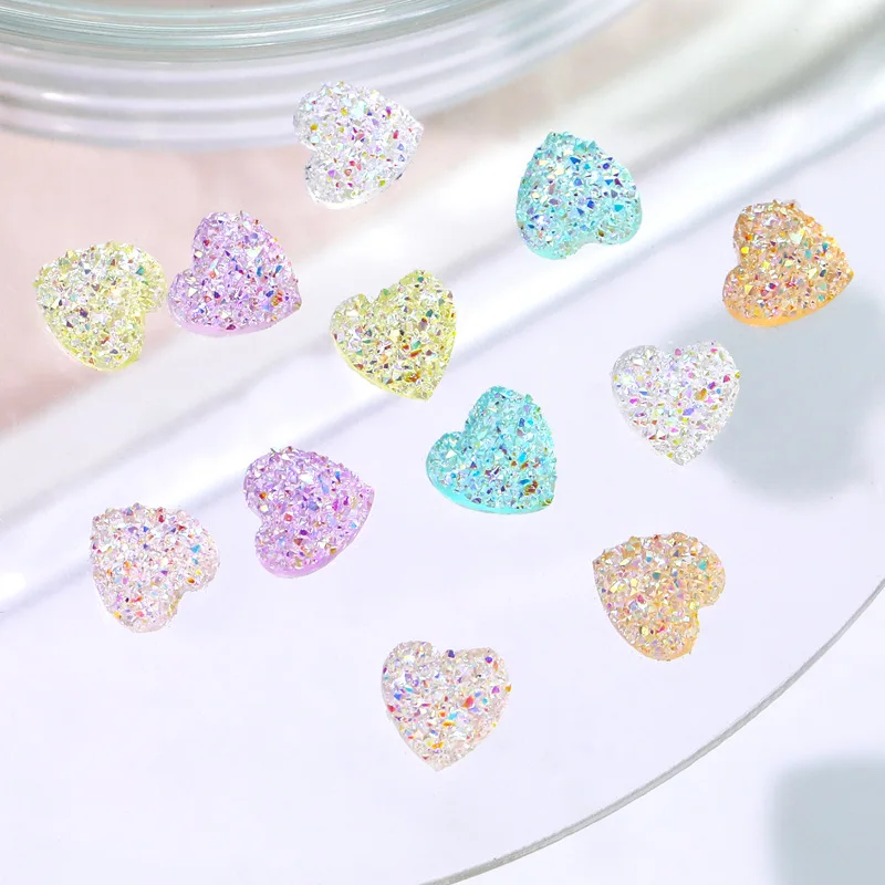 40 Pz 7.5mm 3D Aurora Zucchero Amore Cuore Unghie artistiche Pendenti E Ciondoli Accessori Parti Per Manicre Decor Unghie Decorazione Supplie Materiale