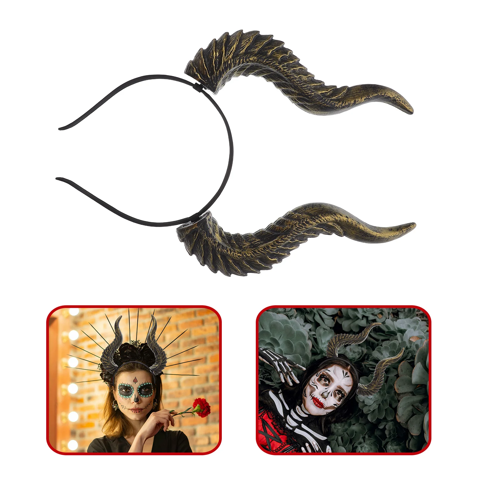 

Demon Horns Headband Lightweight Comfortable Universal Fit Halloween Masquerade Party Decorations Headband with Horns