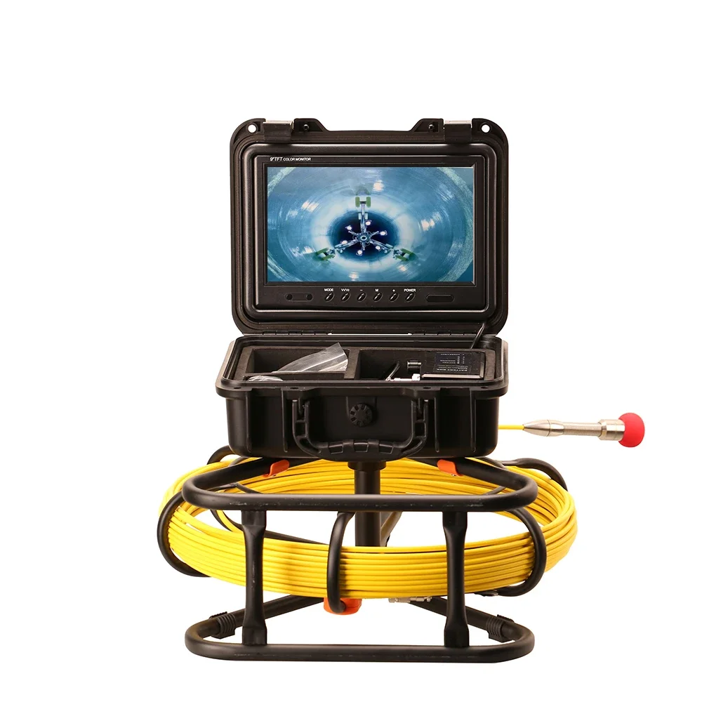 AHD 1080P 512HZ sonde Locator Auto Self Leveling Pipe Sewer Drain Inspection Camera system 100m soft cable Video Audio recorder