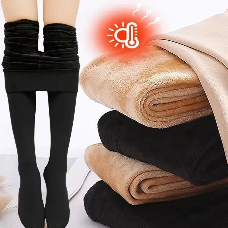 Winter Sexy Black Skin Pantyhose Leggings Female High Waist Elastic Slim Pantyhose Thick Thermal Tights Stockings Women Warm