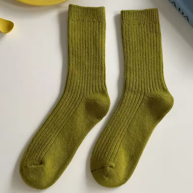1 Pair Women Cotton Loose Socks Autumn Winter Knitting Solid Color Long Black Pink Korean Japanese Student Girls Stockings Retro - Image 8