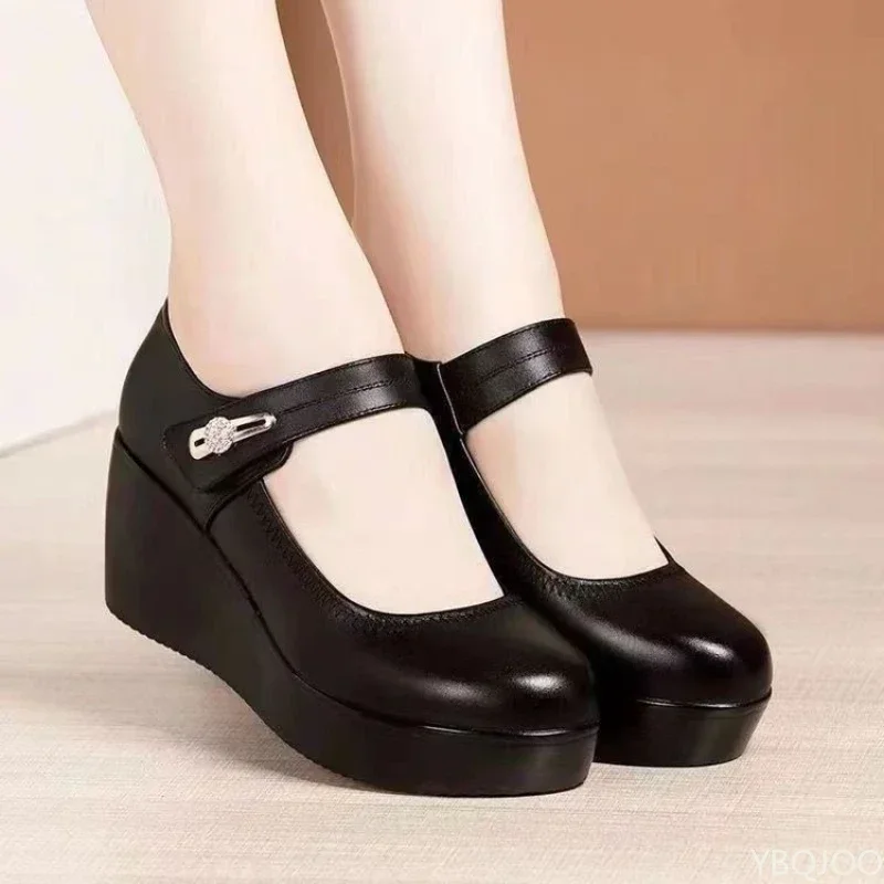 Women's Shoes Casual Thick soled Comfort Shoes Versatile fashion high heels Slope heel ladies pumps Mujer Zapatos