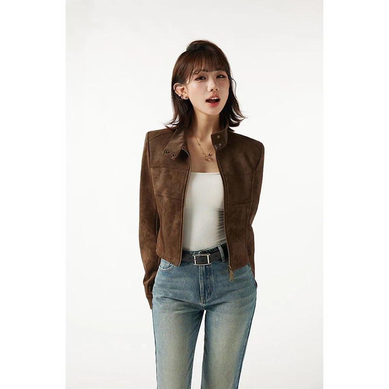 Giacca in pelle Pu vintage da donna Y2K Harajuku cappotti da moto corti inverno streetwear capispalla a maniche lunghe con cerniera grunge nuovo