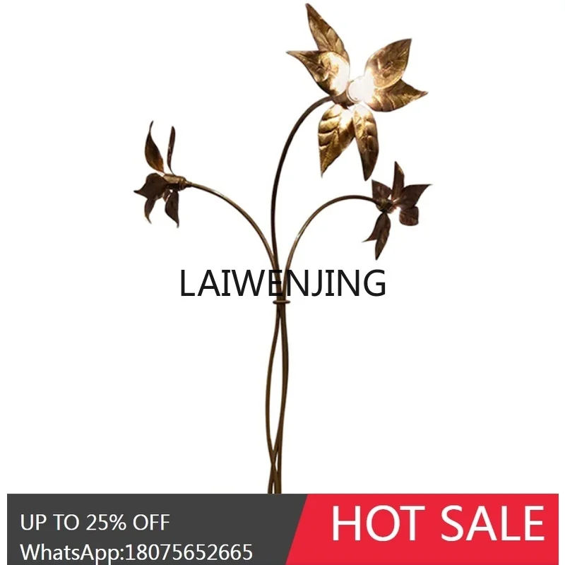 MJY living room art leaf installation, metal flower floor luminous ornament