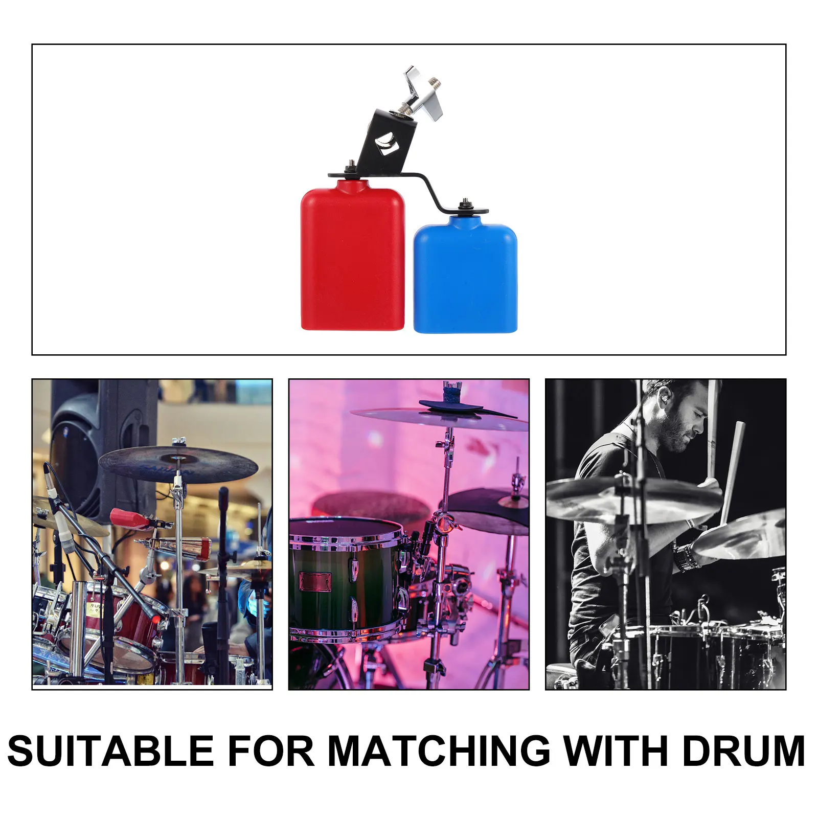 

Cowbell Percussion Instrument ABS Metal Kids Musical Toys Clear Sound Smooth Edges Children Music Education Practical Cow Bell