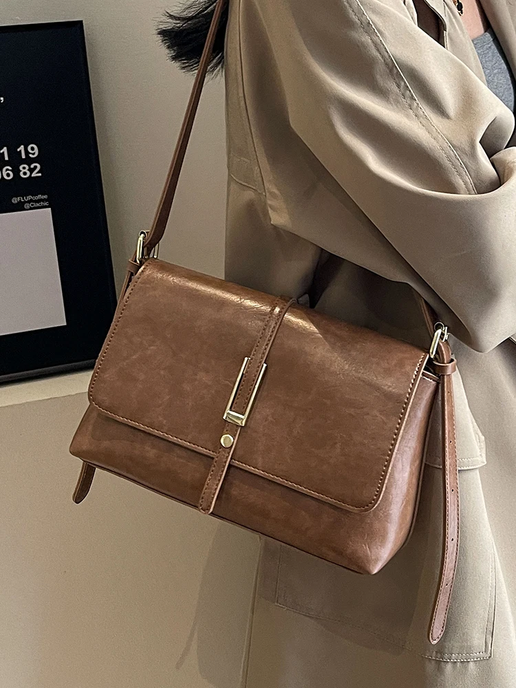 

Retro Large Capaci Casual Commuter Bag Women's oulder Crossbody Bag Small Square Bag Faionable Versatile Autumn Winter ...