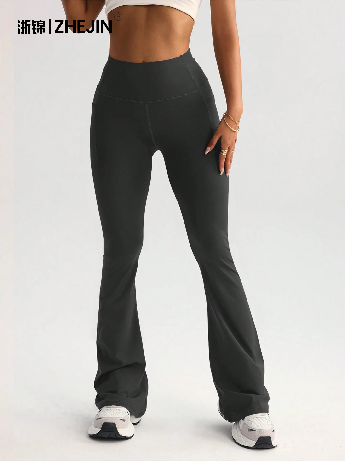 

Peach flared pants, fitness pants, women's wide-leg high-waisted yoga pants, spring and summer slightly flared women's outerwear