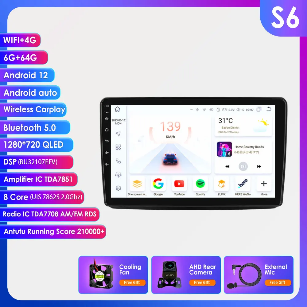 8G 128G Android 14 autoradio voor Fiat Panda 169 2003 - 2012 Intelligent systeem Carplay auto multimediaspeler GPS 4G 7862