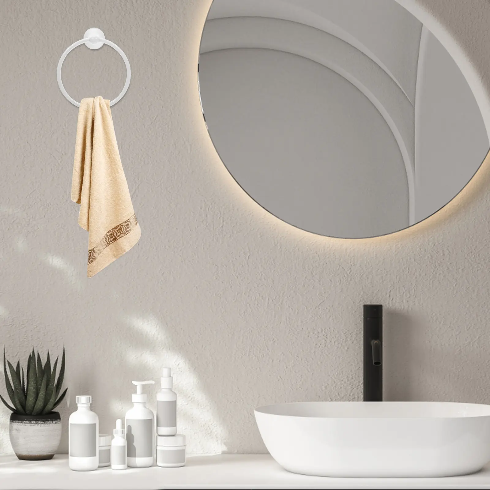 

Brushed Towel Ring Brass Round Mounting Bathroom Accessory Hanging Rack for Towels Gloves Kitchen Bath Use