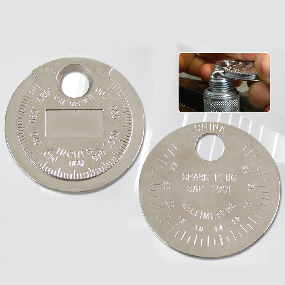 

Hot Sale Caliber Measuring Tool Coin- Type 0.6-2.4mm 0.02-0.10 Inch Spark Plug Gap Gauge Measurement Tool Range Spark Plug Gage