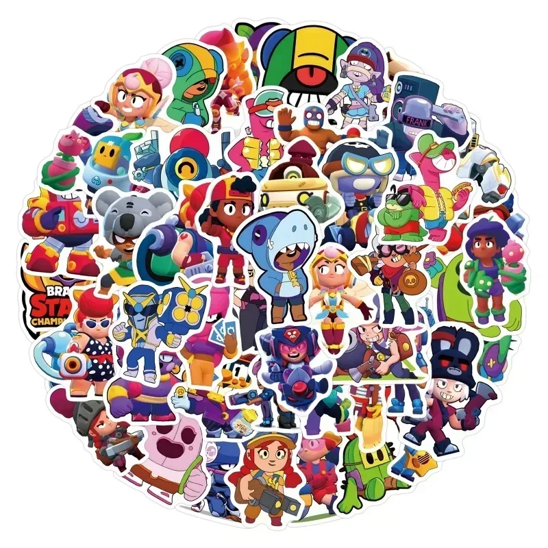 55pcs Game Brawlers Graffiti Stickers Spike Shelly Colt Leon Poco Crow Primo Stuff Supercell Character Decorative Stickers