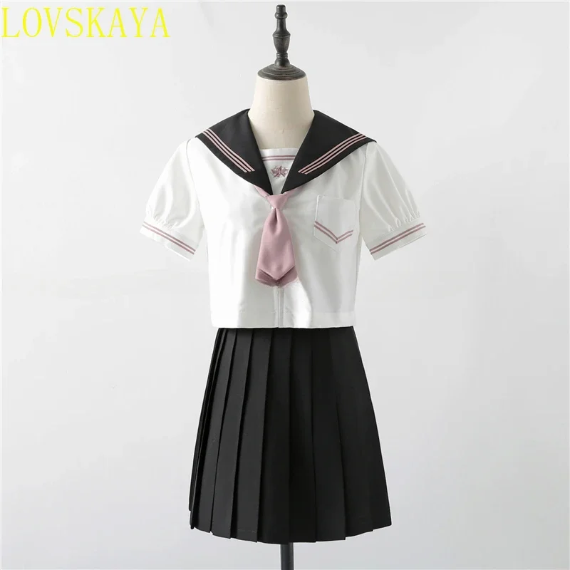 Uniforme scolastica ortodossa per studenti giapponesi, vestito uniforme JK per ragazza scura Sakuragawa Cool girl, set gonna corta estiva a maniche corte