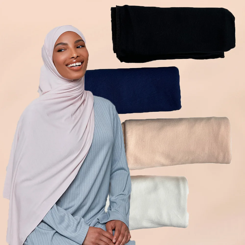 Fashion Modal Cotton Jersey Hijab Scarf Long Muslim Shawl Plain Soft Turban Tie Head Wraps For Women Africa Headband 180*80cm