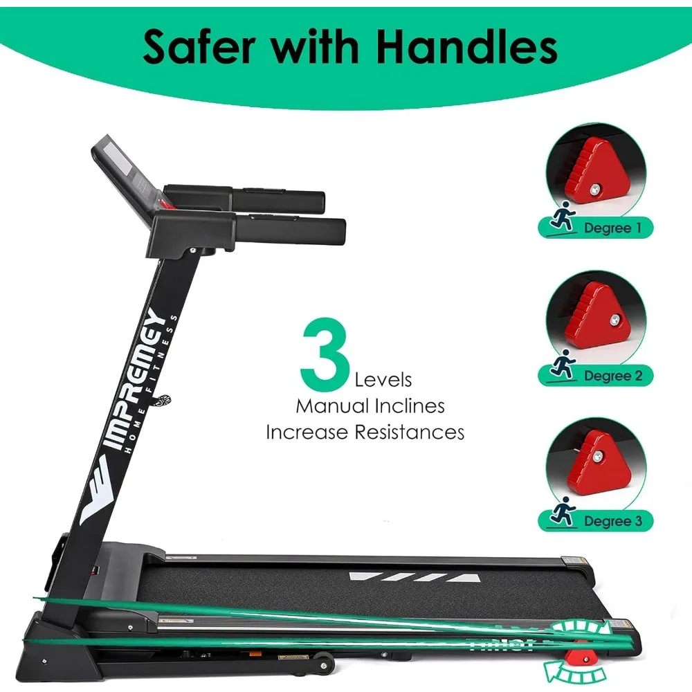 جهاز سير كهربائي كبير بحزام الجري 42 × 16 مع جهاز مراقبة معدل ضربات القلب لسهولة التجميع، معدات اللياقة البدنية المنزلية المثالية