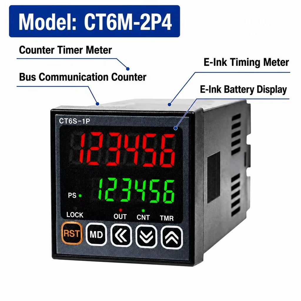 CT6M-2P4 Bus Communication Counter Chronometer Electronic Display Battery Operated Industrial Hour Meter