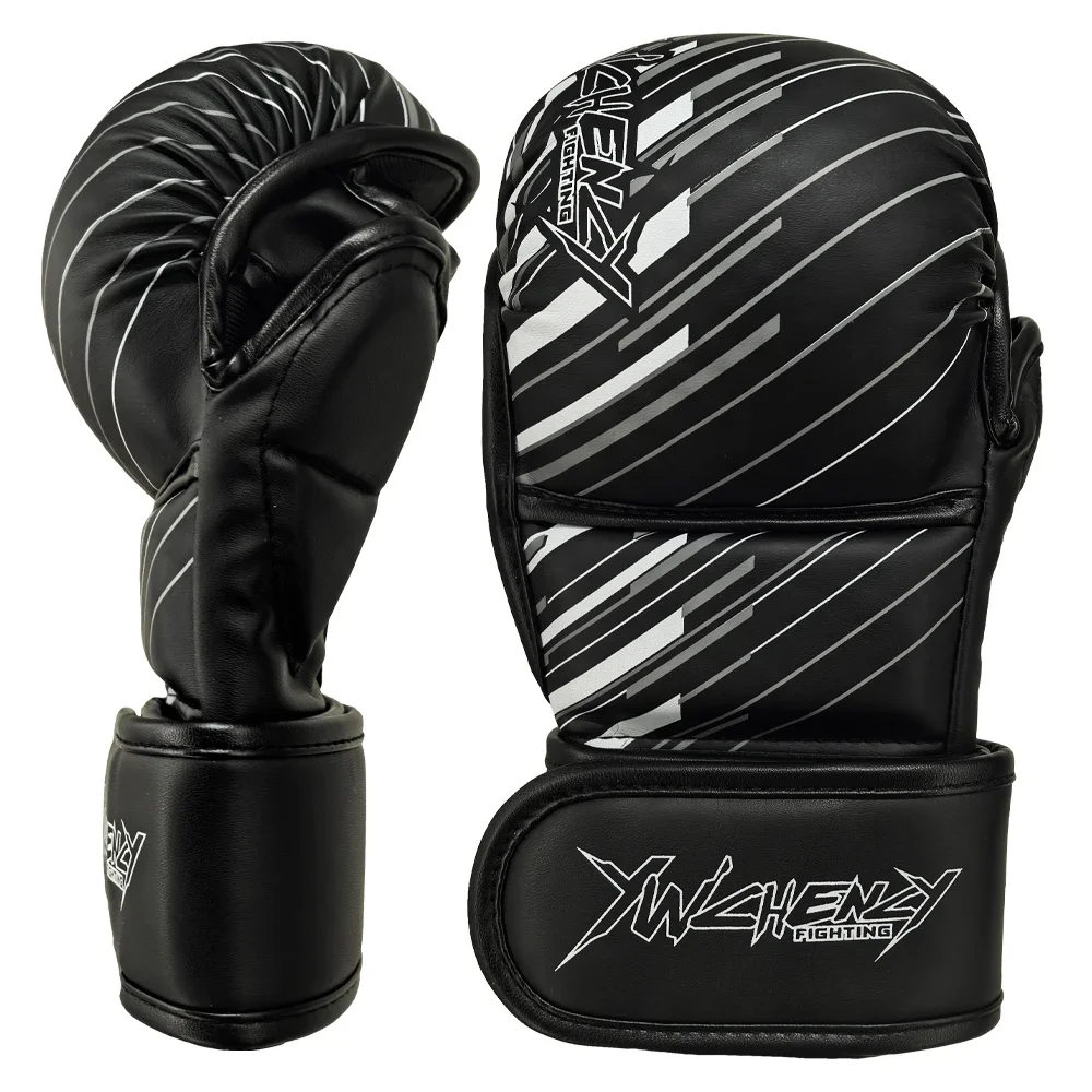 

Профессиональные тренировочные перчатки для ММА и бокса, кожаные, с полупальцами, с амортизацией, для защиты костяшек, для тренировок с мешком и санда