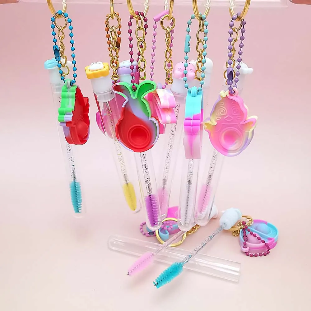 10Pcs 부활절 bunyEyelash 브러시 튜브 속눈썹 완드와 재사용 가능한 속눈썹 브러시 눈썹 브러시 교체 가능한 방진 브러시 만화