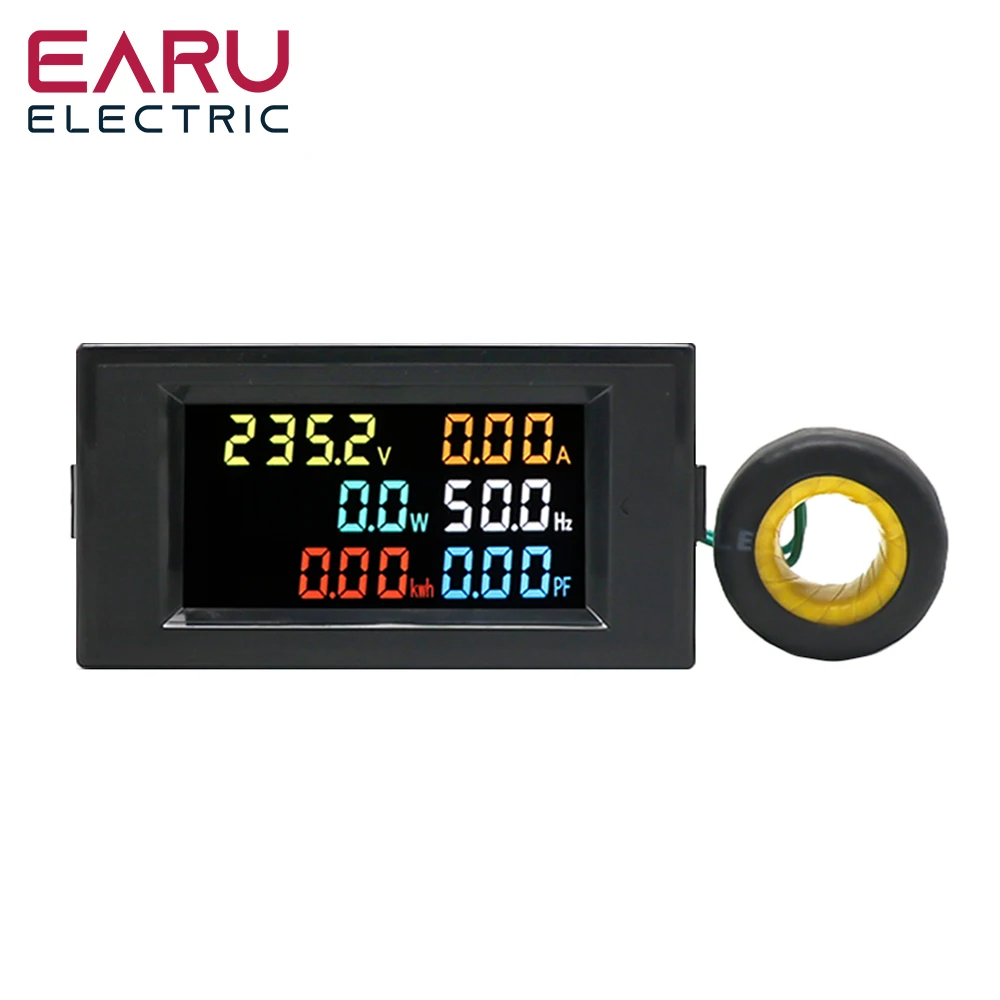 D69-2058 AC Power LCD Digital Voltage Current Power Voltmeter Ammeter KWH Panel Meter Electric Energy Consumption Monitors 100A