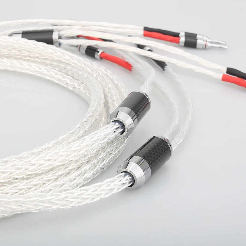 Cable de altavoz de alta fidelidad OCC chapado en plata pura de 8ag, Cable de altavoz de alta gama para amplificador y CD