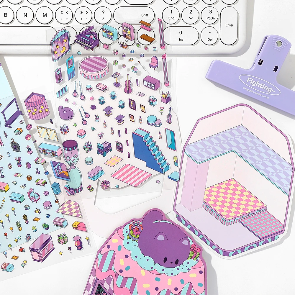 3D Diorama Scene‑Building Sticker Pack, Creative DIY Journal Collage Material, Stress‑Relief Handcraft Decorative Stickers