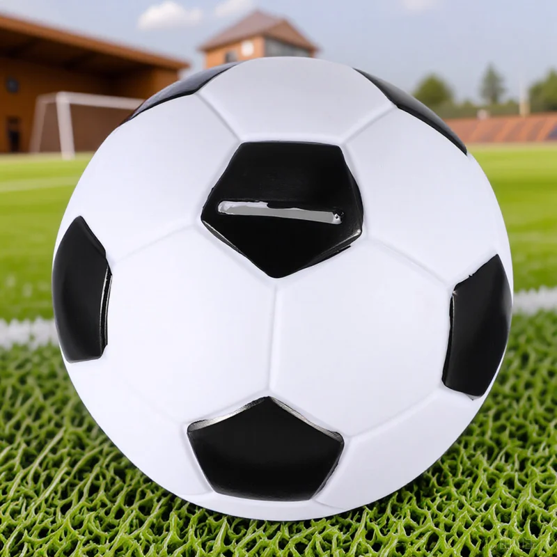 Cofrinho em forma de futebol, recipiente de moedas de vinil para crianças, ferramenta de gerenciamento de dinheiro, decoração de mesa, lembranças de festa, presente