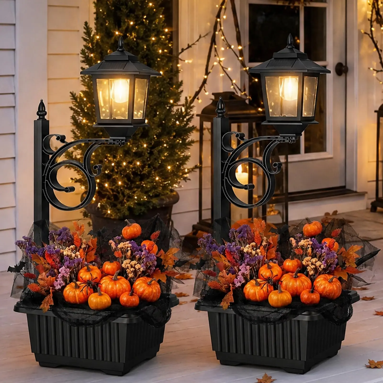 2 Pack 28“ Solar Lamp Post with Planter, 2 in 1 Outdoor Solar Planter Light, Waterproof Decorative Solar Lamp Post