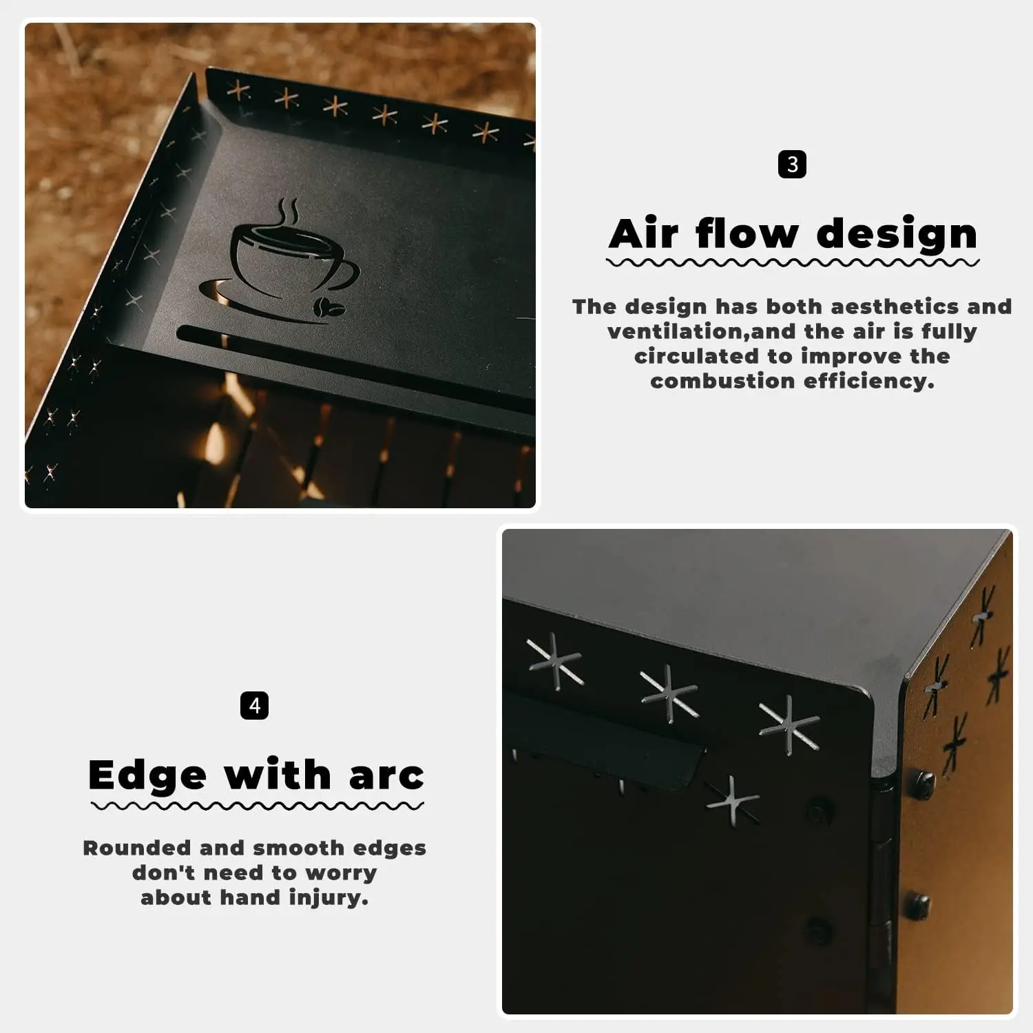 زجاج أمامي لموقد التخييم من HIKEAMN - زجاج أمامي قابل للطي مع حقيبة تخزين، أسود