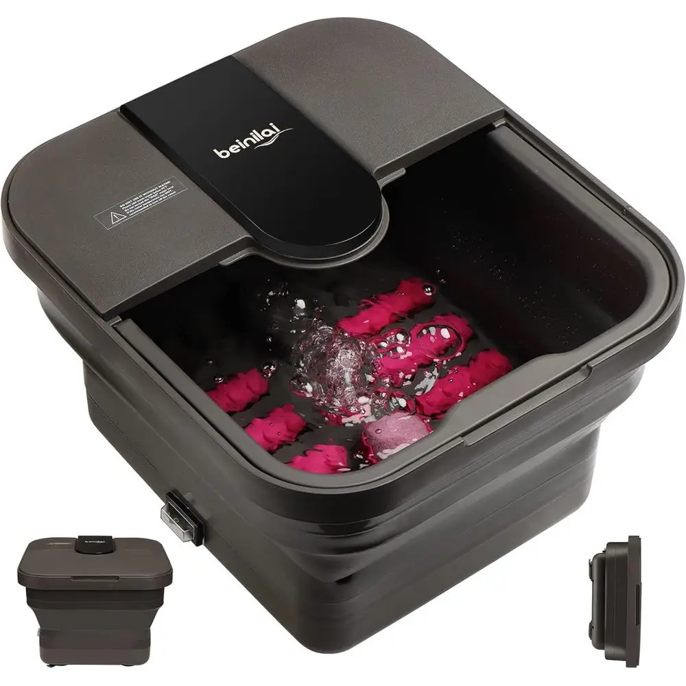 

Heated Bubble Foot Spa with Massage, Rollers, Acupressure Points, Red Light Therapy and Pumice Stone