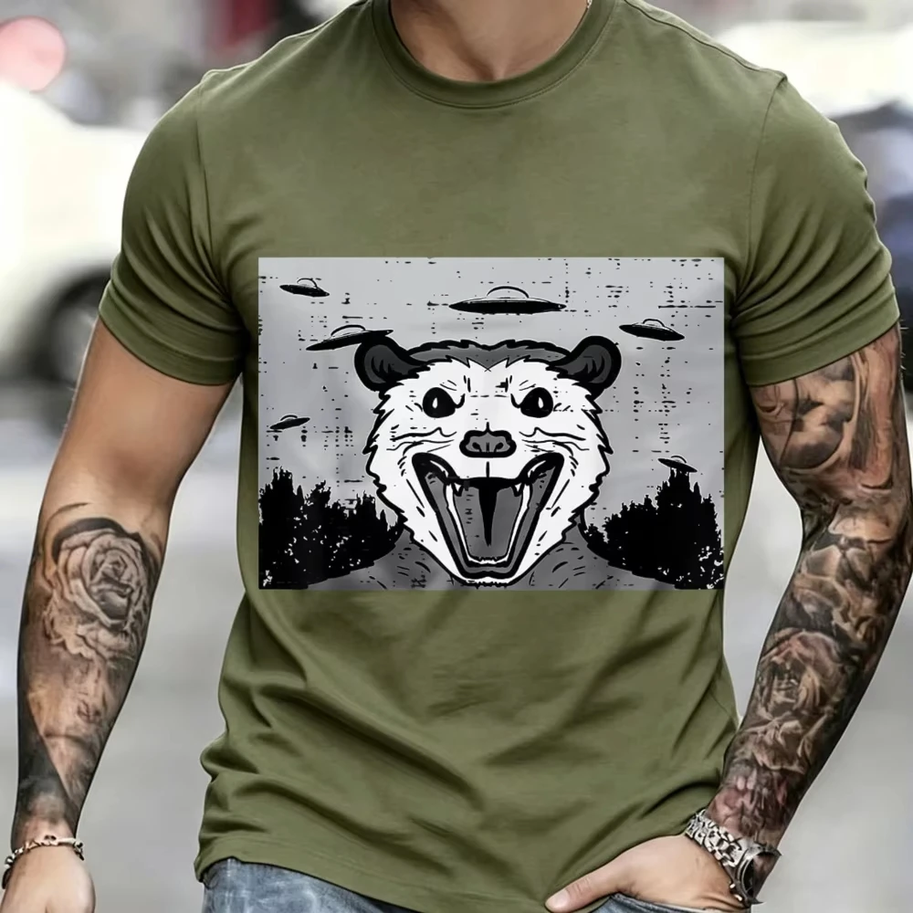 Opossum Selfie UFO Alien Funny Possum Animal Men Women T-Shirt Streetwear Vintage Funny Outdoors High Quality Cotton Short-sleev