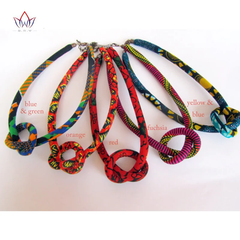 African Print Necklace Ankara Print Necklace African Ethnic Handmade Jewellery African Cotton Fabric Jewellery For Women WYB204