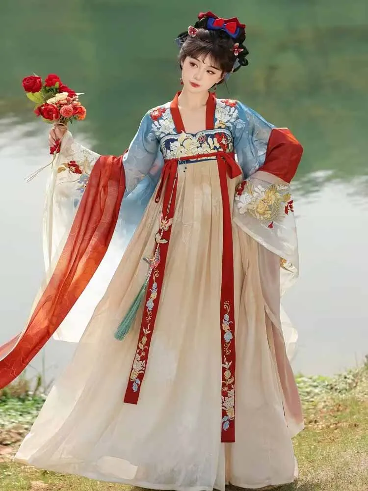 

Chinese Hanfu Dress Women Ancient Traditional Embroidery Hanfu Female Carnival Halloween Cosplay Costume Party Hanfu Dress