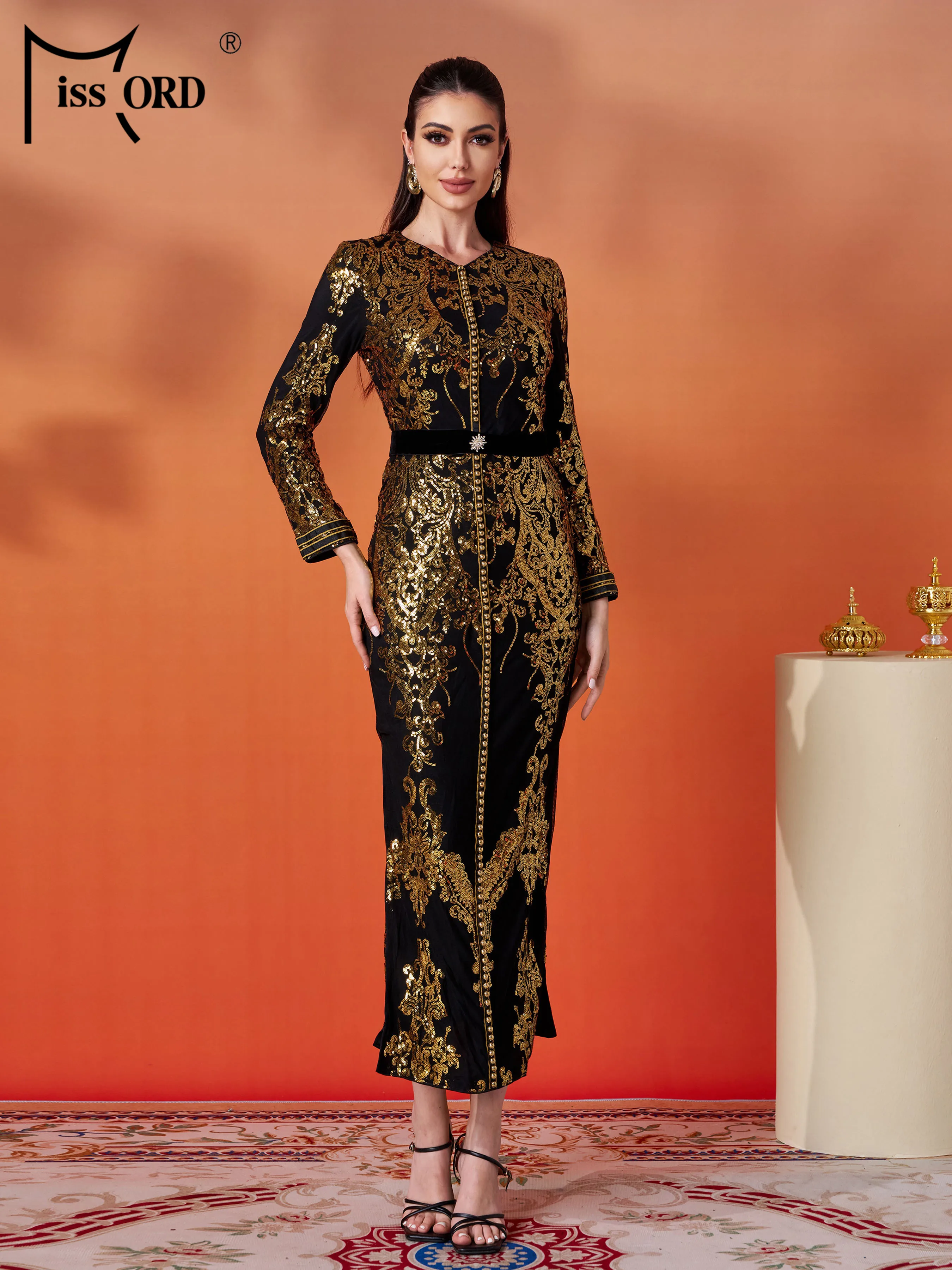 Missord Nieuwe Pailletten Avondjurk Verjaardagsfeestje Moslim Midden-Oosten Chique Elegante Elegante Mooie Hoge Kwaliteit Luxe Jurk