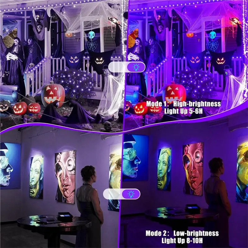 Outdoor Rechargeable Black Lights For Glow Party Fishing Cordless Ultraviolet Flood Light 2PCS