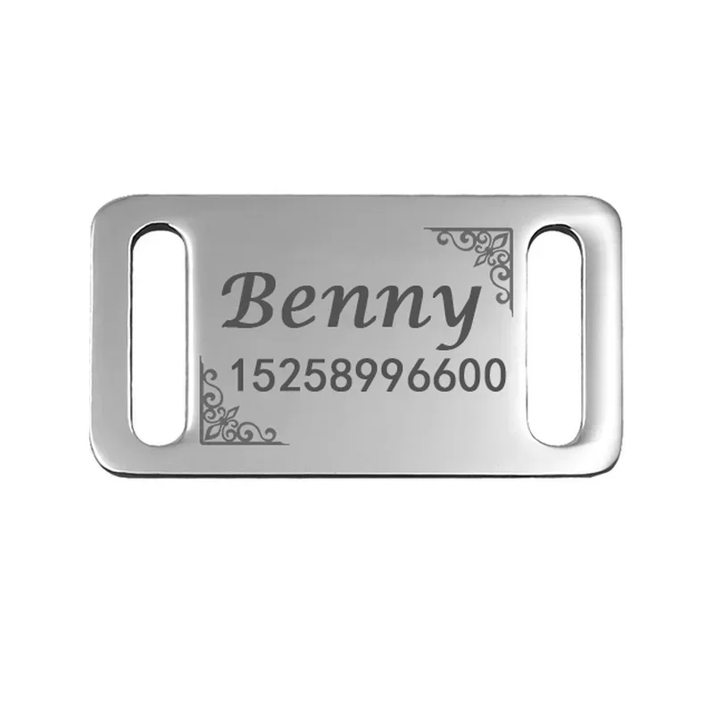 ID Name Pet Dog Tag Collar Slide-on Engraved Stainless Stainless Steel Personalized Pet Tag Cat Dog Phone Nameplate Dog Leash