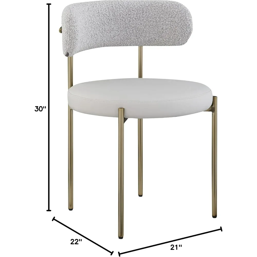 Sedia da pranzo moderna, collezione Beacon 886Taupe-C, sedile in pelle vegana in morbida tortora, design con schienale Boucle