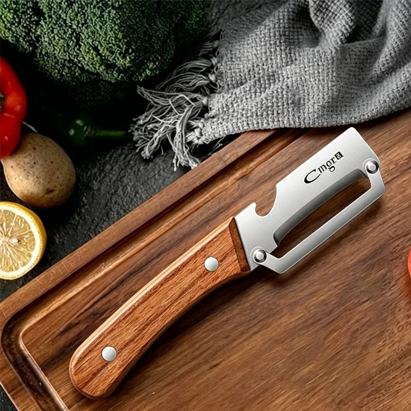 Keuken schilmesje roestvrij staal multifunctioneel keukenspecifiek schilmesje voor het snijden van fruit en groenten met houten/stalen handvat