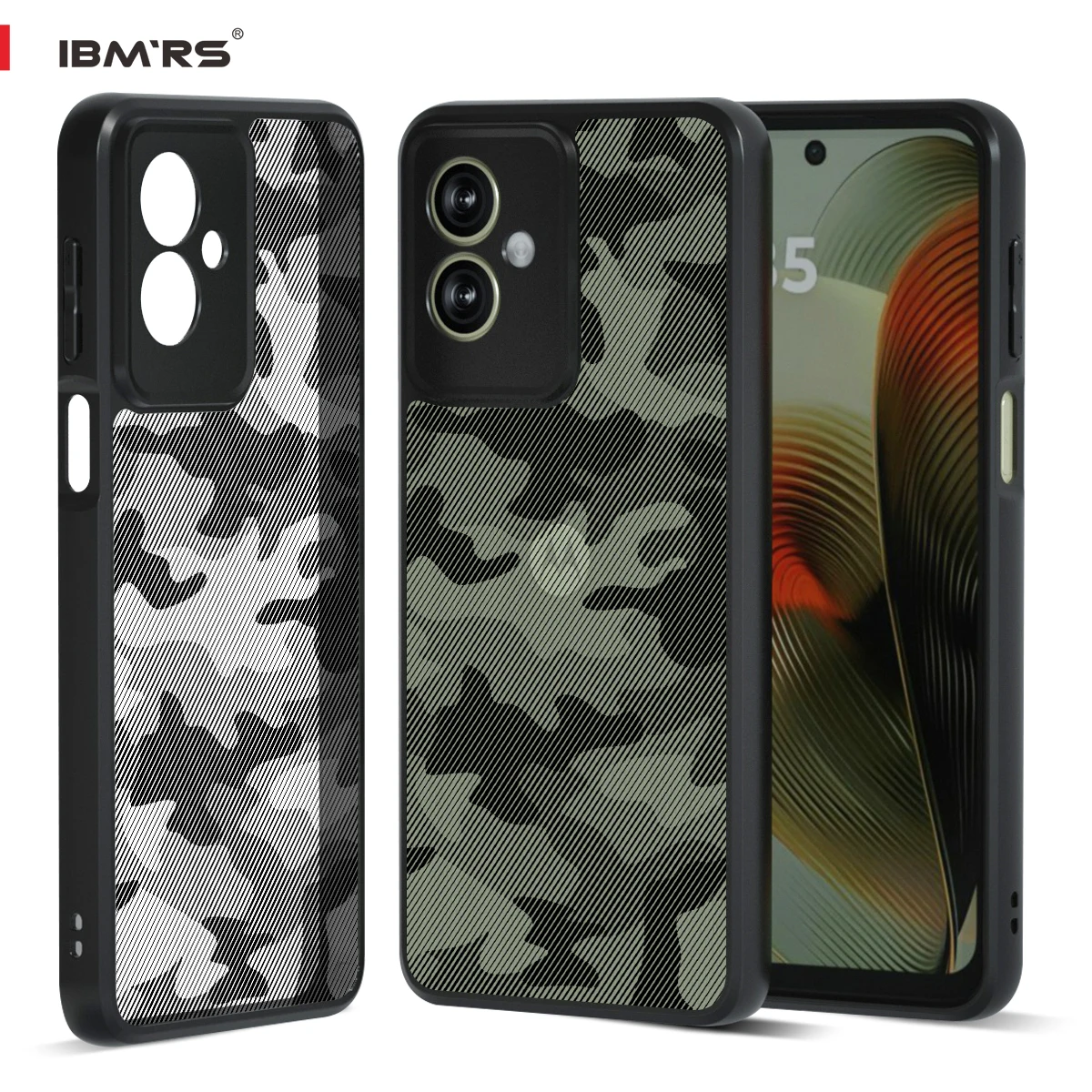 

IBMRS for Matte Camo Case for Motorola Moto G55, 2X Military Anti-Shock (4ft Drop Tested), Oil-Proof & Anti-Fingerprint Cover