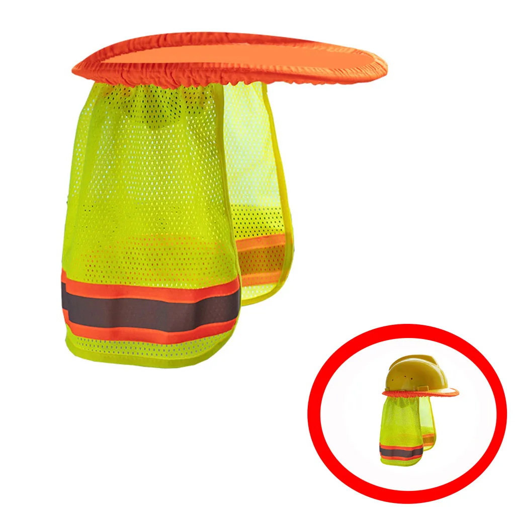 Sunshade Outdoor Construction Safety Hard Hat Sun Shade Neck Shield Reflective Stripe Protective Helmets Shield Dropshipping