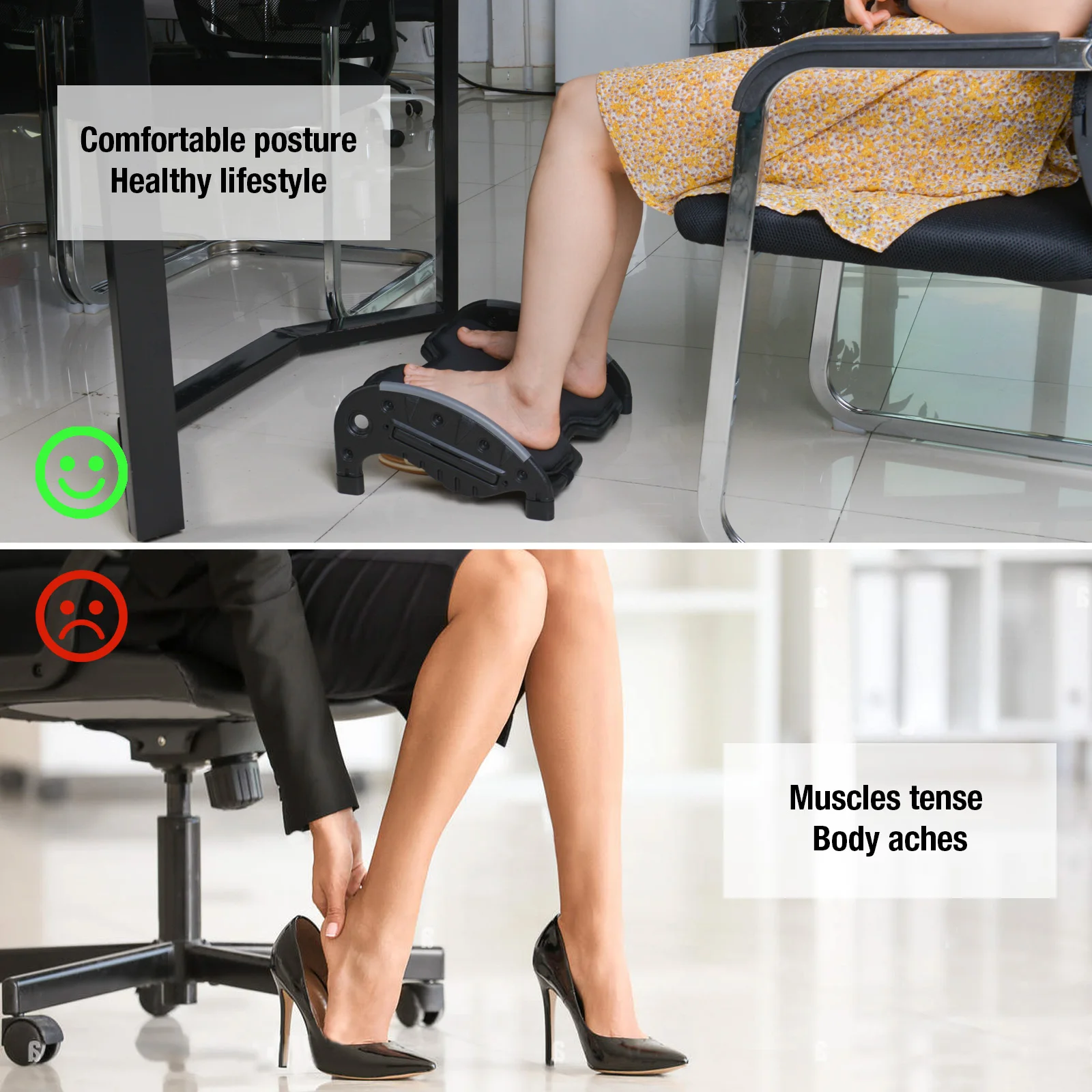 Foot Rest Stool for Under Desk at Work with Removable Soft Warm Foam Cushion Ergonomic Foot Stool with Massage Texture Office image 5