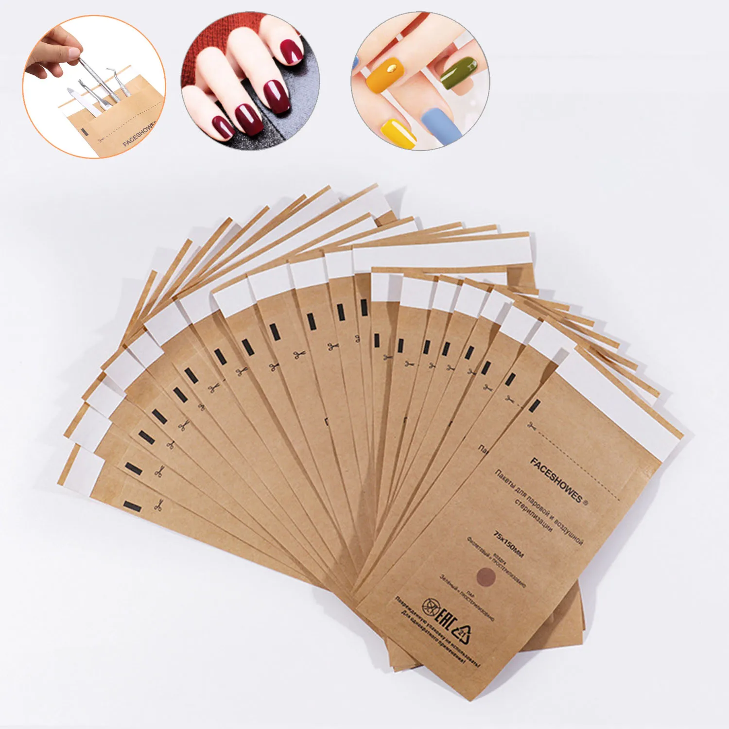 

100PCS Assorted Sizes Disposable Dental Nail Art Tool Cosmetics Sterilizer Bags Pouches Disinfection Machine Accessories