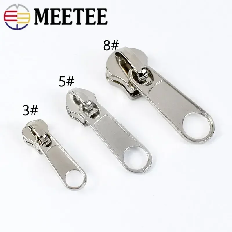 10/20Pcs 3 #5 #8 # Zipper Puller für Nylon Harz Metall Zips Silber Reißverschlüsse Slider gepäck Band Zip Ziehen Schloss Kopf Nähen Zubehör